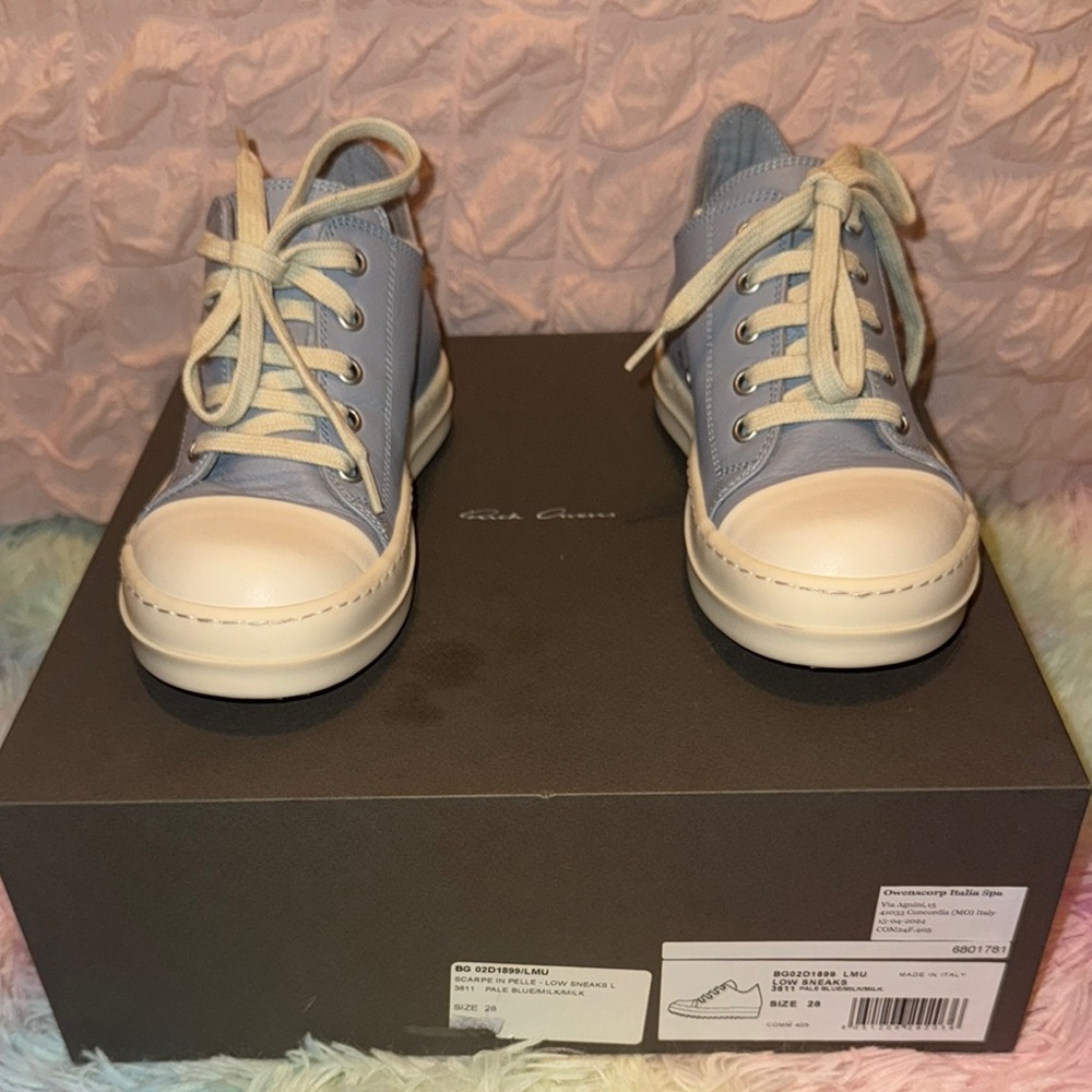 Rick Owens Kids Sneakers in Light Blue and Cream